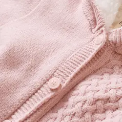 سویشرت بافتنی دخترانه خزدار صورتی بی بیبی Bi Baby - فروشگاه سیسمونی نوزاد رامینا