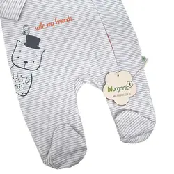 سرهمی نوزادی نخی جورابدار طرح گربه بیو ارگانیک biorganic - فروشگاه سیسمونی نوزاد رامینا