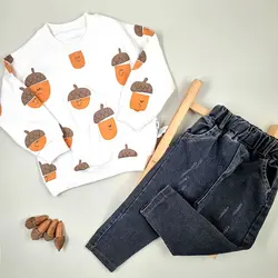 ست بلوز و شلوار جین بچه گانه طرح بلوط - فروشگاه سیسمونی نوزاد رامینا