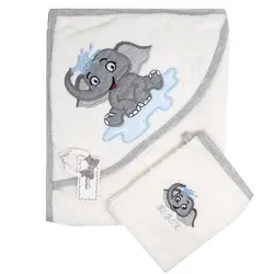 ست حوله دو تکه نوزاد گلدوزی شده ببک Bebek