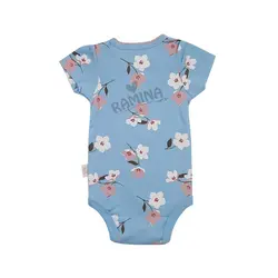 زیر دکمه دار آستین کوتاه طرح لاولی گلدار نیلی Nili