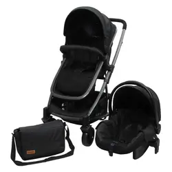 سرویس کالسکه و کریر همراه ساک لوازم نوزاد مشکی یوکا بیبی فورلایف BABY4LIFE