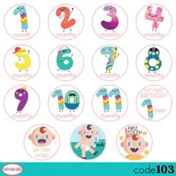 استیکر مناسبات سال اول نوزاد کد 103 به به مچ Bebematch