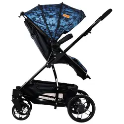 ست کالسکه و کریر همراه ساک لوازم نوزاد آبی طرح گل مدل یوکا بیبی فورلایف