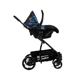 ست کالسکه و کریر همراه ساک لوازم نوزاد آبی طرح گل مدل یوکا بیبی فورلایف