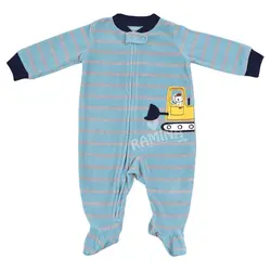 سرهمی پسرانه جورابدار راه راه آبی طرح بیل مکانیکی کارترز Carters - فروشگاه سیسمونی نوزاد رامینا