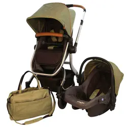 ست کالسکه کریر و ساک لوازم رنگ سبز گوبی بیبی فورلایف BABY4LIFE - فروشگاه سیسمونی نوزاد رامینا