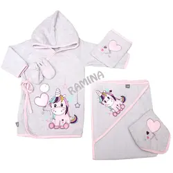 ست حوله نوزادی 5 تکه دخترانه یونیکورن مادرکر Mothercare - فروشگاه سیسمونی نوزاد رامینا