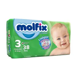پوشک سایز 3 (38 عددی) مولفیکس Molfix - فروشگاه سیسمونی نوزاد رامینا
