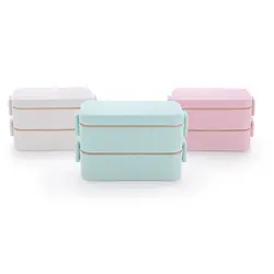 ظرف غذای گیاهی بامبو 2 طبقه با قاشق و چنگال لانچ باکس Lunch Box - فروشگاه سیسمونی نوزاد رامینا