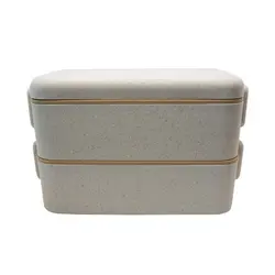 ظرف غذای گیاهی بامبو 2 طبقه با قاشق و چنگال لانچ باکس Lunch Box - فروشگاه سیسمونی نوزاد رامینا