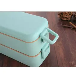 ظرف غذای گیاهی بامبو 2 طبقه با قاشق و چنگال لانچ باکس Lunch Box - فروشگاه سیسمونی نوزاد رامینا
