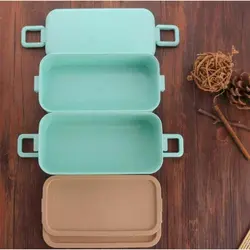 ظرف غذای گیاهی بامبو 2 طبقه با قاشق و چنگال لانچ باکس Lunch Box - فروشگاه سیسمونی نوزاد رامینا