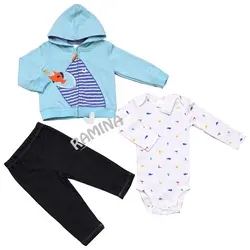 ست 3 تکه سویشرت ، زیر دکمه دار و شلوار پسرانه طرح کوسه کارترز Carters - فروشگاه سیسمونی نوزاد رامینا