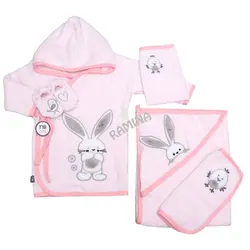 ست حوله نوزادی 5 تکه دخترانه طرح خرگوش و جوجه مادرکر Mothercare - فروشگاه سیسمونی نوزاد رامینا