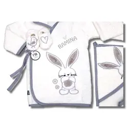 ست حوله نوزادی 5 تکه دخترانه طرح خرگوش و جوجه مادرکر Mothercare - فروشگاه سیسمونی نوزاد رامینا