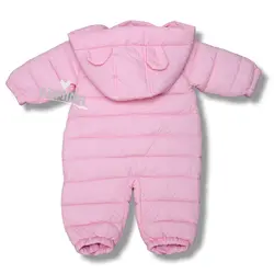 کاپشن سرهمی کلاه دار نوزادی دخترانه صورتی طرح خرس - فروشگاه سیسمونی نوزاد رامینا