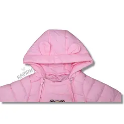 کاپشن سرهمی کلاه دار نوزادی دخترانه صورتی طرح خرس - فروشگاه سیسمونی نوزاد رامینا