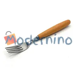 چنگال میوه خوری استیل دسته چوبی