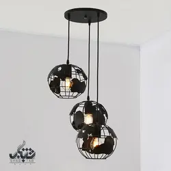 لوستر آویز مدرن سه شعله کره زمین کد 1223 مشکی SHJ