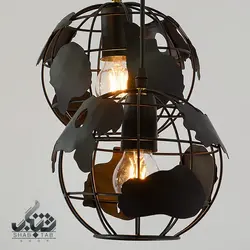 لوستر آویز مدرن سه شعله کره زمین کد 1223 مشکی SHJ