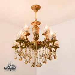 لوستر آویز پنج شاخه ده شعله آلومينيوم آنتیک کد 3515