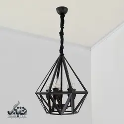 لوستر مدرن آويز دياموند 5 شعله مشکي e14 کد 1275