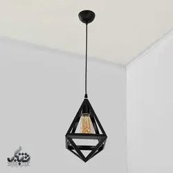 لوستر مدرن تک شعله مثلث لوزی تسمه ای مشکی کد 1279