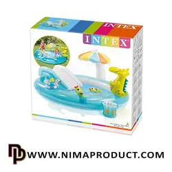 خرید استخر بادی اینتکس طرح تمساح سرسره دار مدل 57129 |نیماپروداکت