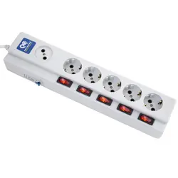 چند راهی 1+5 فیوزدار پارت الکتریک (با کابل 5متری) - برق تولز