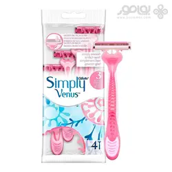 خودتراش ژیلت ونوس 3 تیغ مدل Simply Venus بسته 4 عددی