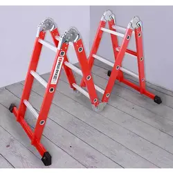 نردبان فراز پله مدل قفل دار 12 پله چهار تکه 4متری | چندسو