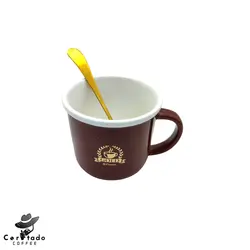 فنجان کاپوچینو طرح گلد همراه قاشق