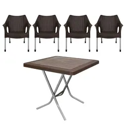 ست میز و صندلی 4 نفره حصیر بافت ناصر پلاستیک کد 523 991 - مبلمان اداری ساویس