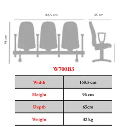 صندلی انتظار OCW700B3 نیلپر - مبلمان اداری ساویس