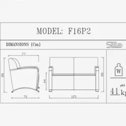 مبل دونفره مدل F16P2 سیلا - مبلمان اداری ساویس