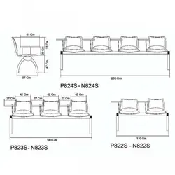 صندلی آموزشیN823S سه نفره نظری - مبلمان اداری ساویس