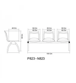 صندلی انتظار سه نفره P823 نظری - مبلمان اداری ساویس
