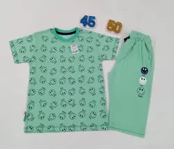 تیشرت شلوارک پسرانه طرح استیکر کد30366