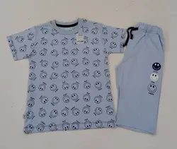 تیشرت شلوارک پسرانه طرح استیکر کد30366