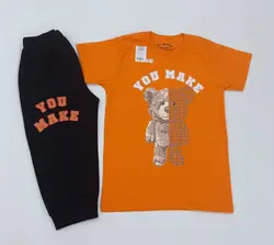 تیشرت شلوارک پسرانه طرح خرس شطرنجی کد 30745