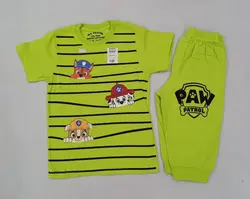 تیشرت شلوارک پسرانه سگ های نگهبان راه راه کد30738