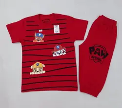 تیشرت شلوارک پسرانه سگ های نگهبان راه راه کد30738