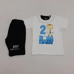 تیشرت شلوارک پسرانه طرح بچه رئیس کد30319