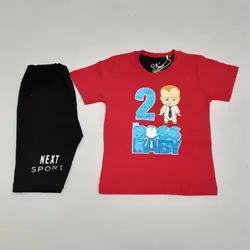 تیشرت شلوارک پسرانه طرح بچه رئیس کد30319