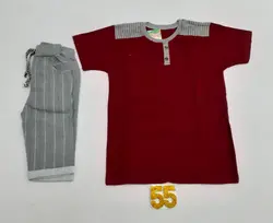 تیشرت شلوارک پسرانه طرح دودکمه کد30333 - فروشگاه اینترنتی تی تی تک