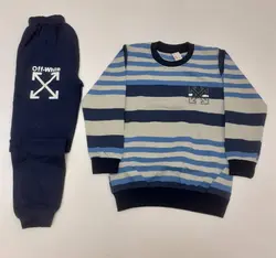 بلوز شلوار پسرانه طرح راه راهoffکد30304 - فروشگاه اینترنتی تی تی تک