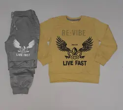 بلوز شلوار پسرانه طرحRE:VLBEکد30702 - فروشگاه اینترنتی تی تی تک