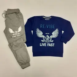 بلوز شلوار پسرانه طرحRE:VLBEکد30702 - فروشگاه اینترنتی تی تی تک