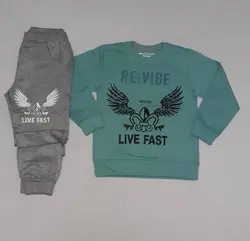 بلوز شلوار پسرانه طرحRE:VLBEکد30702 - فروشگاه اینترنتی تی تی تک